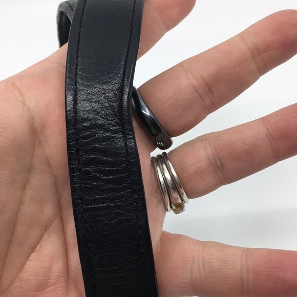 Vintage COACH Black Leather Belt with Brass Buckle made in NYC plant.
